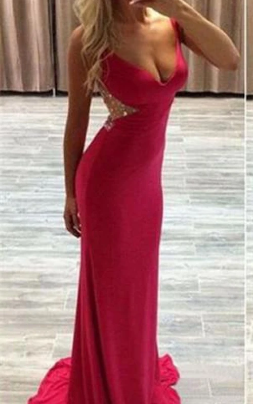 Modernes rotes Meerjungfrauen-Abendkleid mit Kristallen, Schleppe und Reißverschluss