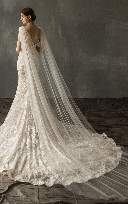 Voile de mariée cathédrale en tulle éthéré
