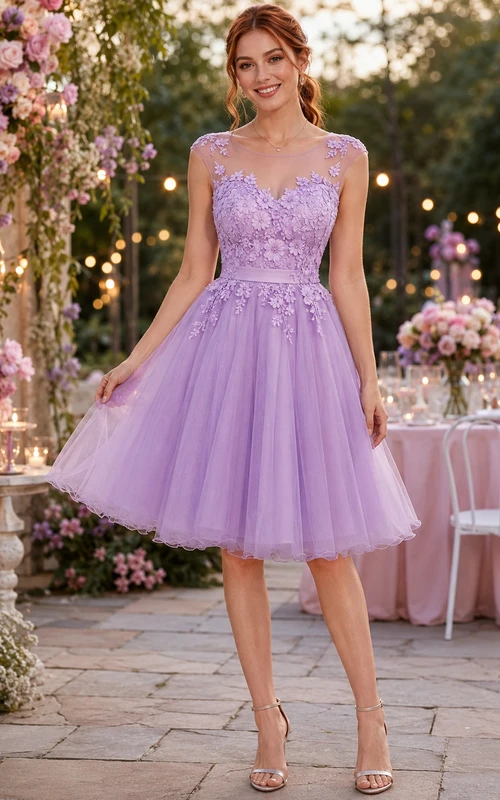 Lilac Illusion Tulle Birthday A-Line Dress