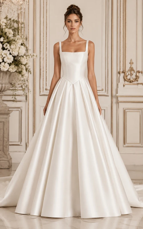 Robe de bal vintage en satin à col carré
