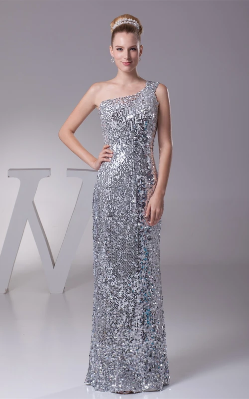 Robe fourreau maxi asymétrique à sequins