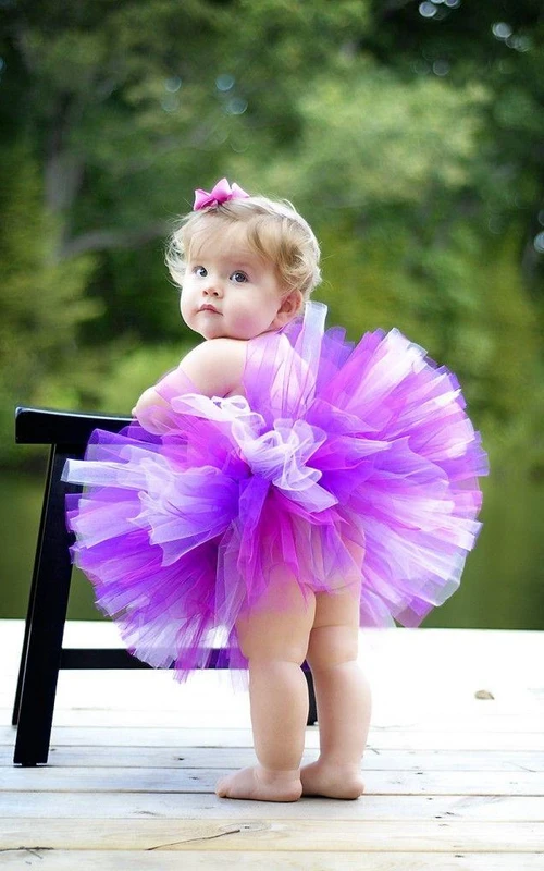 Lovely Purple White Tulle Flower Girl Dress With Ruffles