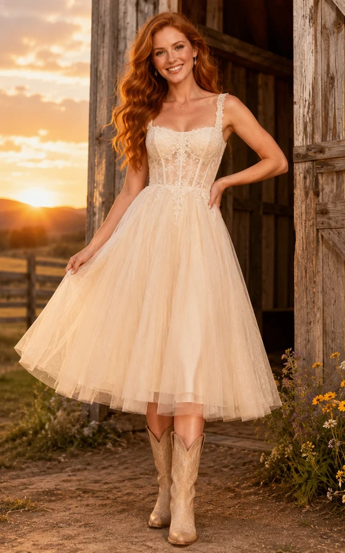 Robe de mariée de maternité à col en V et manches courtes en dentelle et tulle, robe de mariée champêtre
