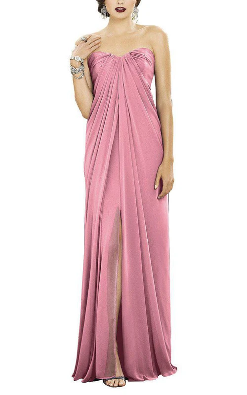 Gracian Chiffon-Brautjungfernkleid mit Herzausschnitt und vorderem Schlitz