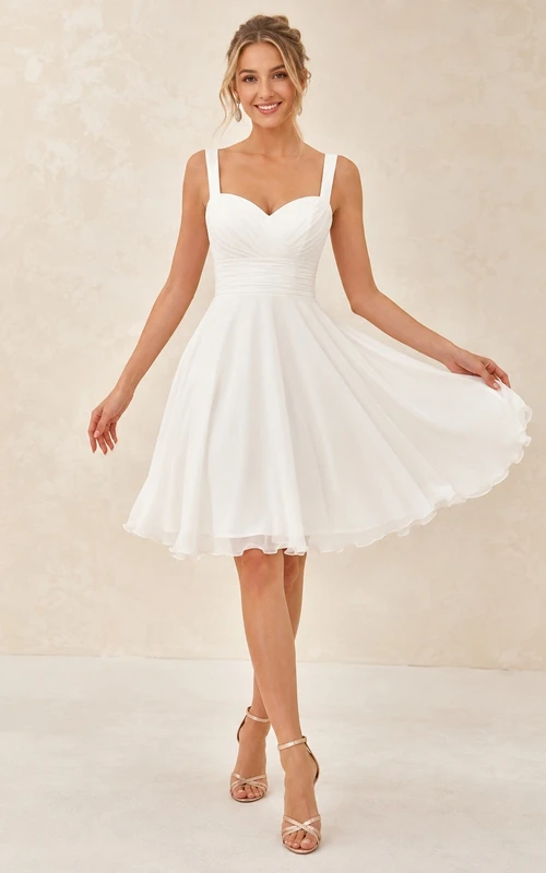 White Satin Sweetheart Straps A-Line Short Simple Modern Elegant Dance Cocktail Dress