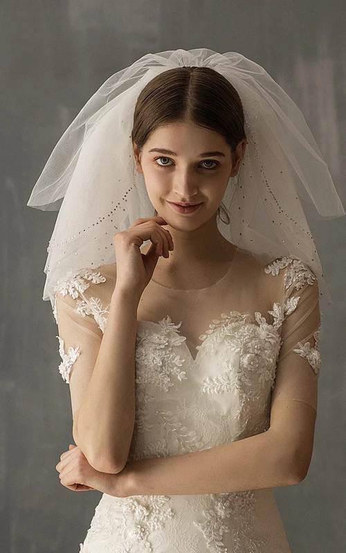Voile d'épaule vintage multicouche à paillettes