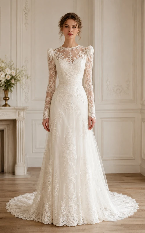 Vintage High Neck Lace Mermaid Wedding Dress