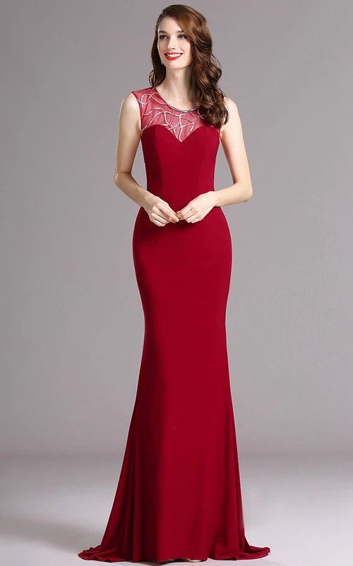 Vestido de punto sin mangas con escote redondo y lentejuelas