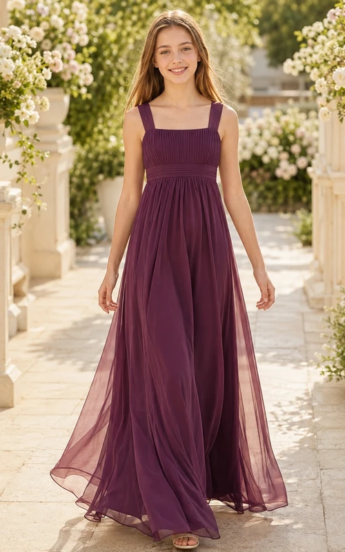 Mulberry Junior Brautjungfernkleid A-Linie, ärmellos, Tüll, gestuft, romantisch, formell