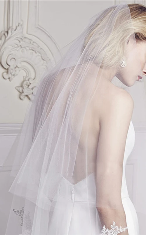 Voile de mariée en tulle style simple avec appliques en dentelle