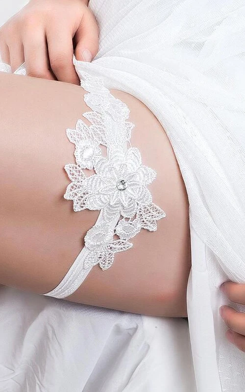 Strumpfband im Western-Stil mit Spitze und Blumen, elastisches Material, 40-58 cm (16-23 Zoll)