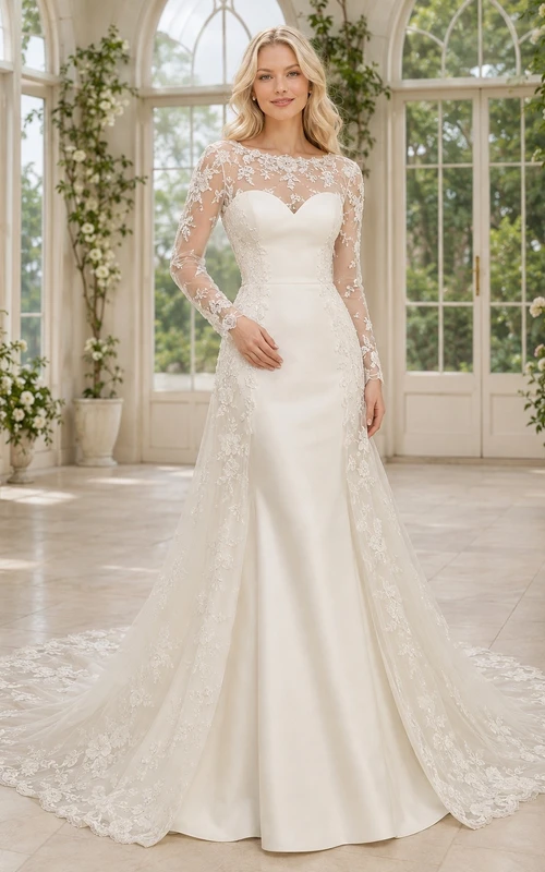 Modest High Neck Sheath Bridal Classic Wedding Dress Lace