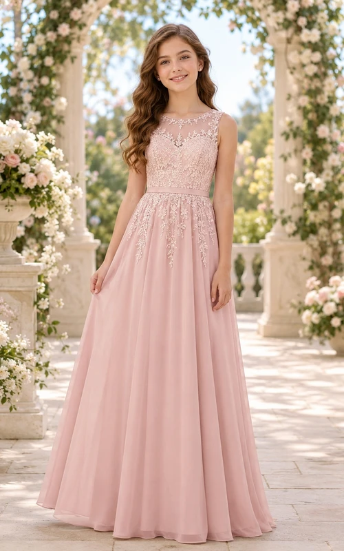 Zartrosa Brautjungfernkleid, A-Linie, V-Ausschnitt, ärmellos, Spitze, romantisch