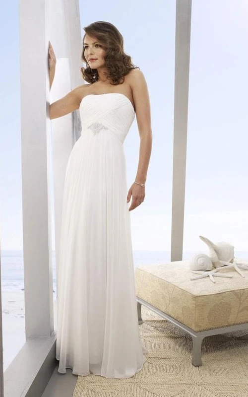 Robes de mariée de plage en mousseline, coupe trapèze, bustier, longueur au sol, en mousseline.