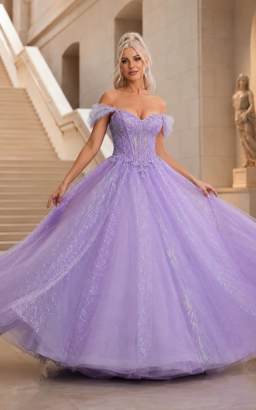 Vestido de gala de princesa para quinceañera con escote corazón y tul brillante, estilo princesa, del Museo Lavender Hall
