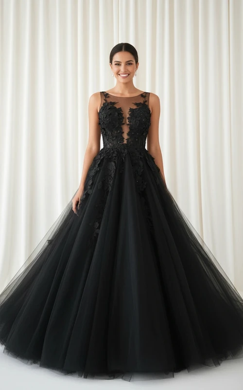 Vestido de novia negro de elegancia gótica