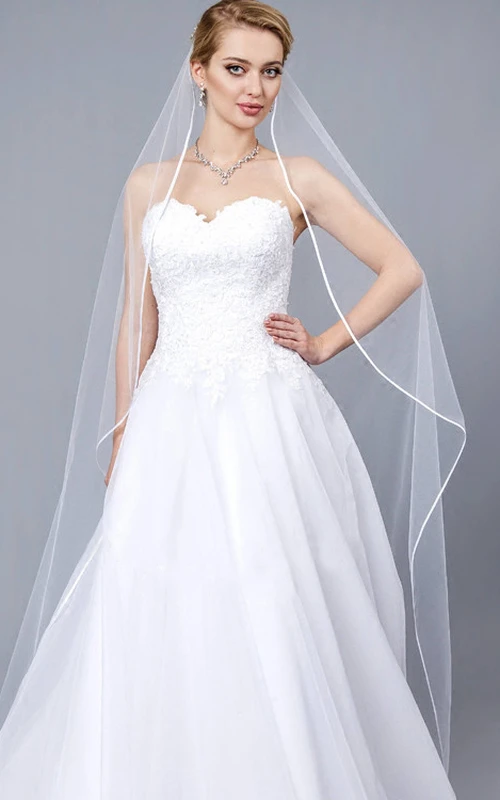 Voile de mariée simple en satin de 2,5 mètres de long