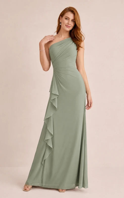 Vestido formal largo hasta el suelo, moderno, asimétrico, de jersey, sin mangas y con un solo hombro, de la marca Sage.