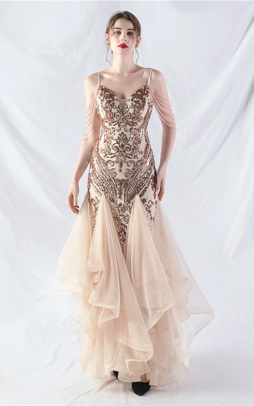 Cuentas hechas a mano, red rígida, posicionamiento, cuentas de flores, empalme de malla, baile caliente, celebración, vestido de actuación