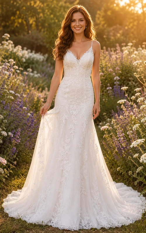 Spaghetti Strap Lace Mermaid Wedding Dress