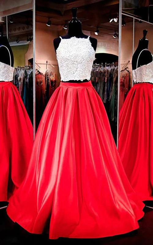 Ärmelloses A-Linien-Kleid aus Satinspitze mit hohem Kragen und Reißverschluss