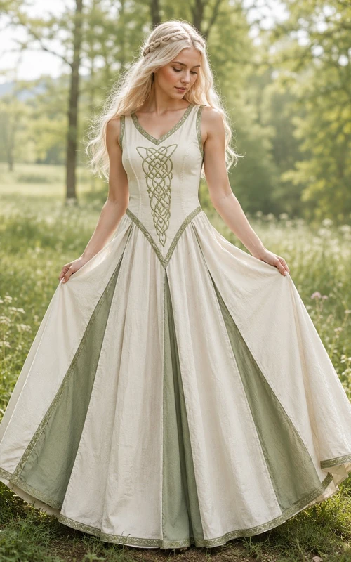 Sage Colorblock V-Neck Sleeveless Tiered Tulle Floor-Length Ball Gown