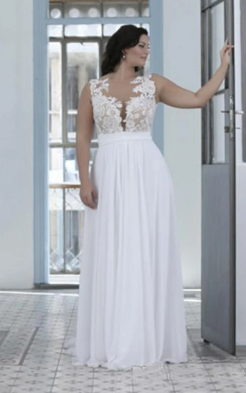 A Line Sheer Bateau Neck Sweetheart Lace Top High Quality Plus Size Brides Dress Gown