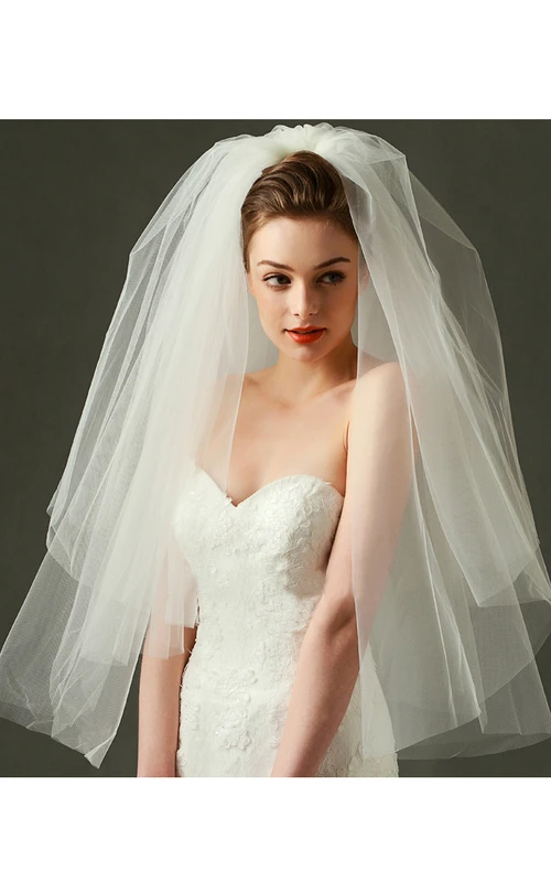 Voile de mariée court et bouffant en tulle simple multicouche