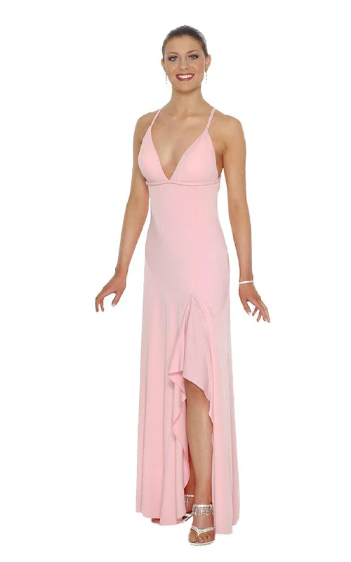 Neckholder-Jerseykleid mit Schlitz vorne und Rüschen