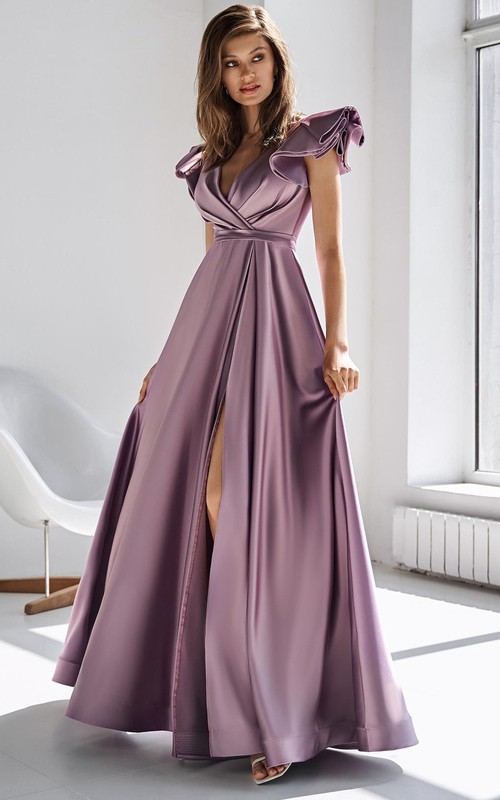 mauve purple dress Velvi - Miriam Tiered Maxi - lined bust Princess Polly Lower Impact Main Mauve Purple Wedding Dress Clearance