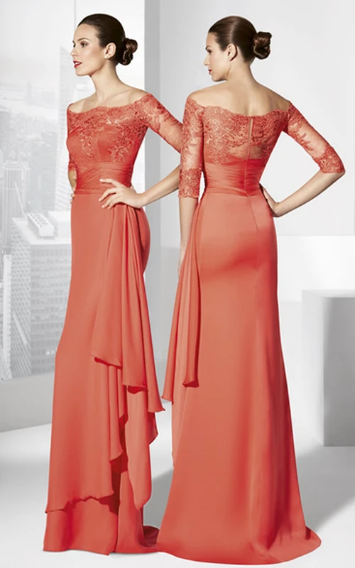 Trumpet Appliqued Long Strapless Sleeveless Lace Wedding Dress