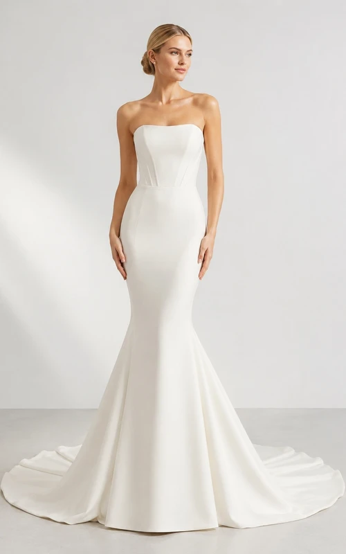 Vestido de novia sencillo, largo hasta el suelo, sin mangas, estilo sirena/trompeta, para ceremonia formal.