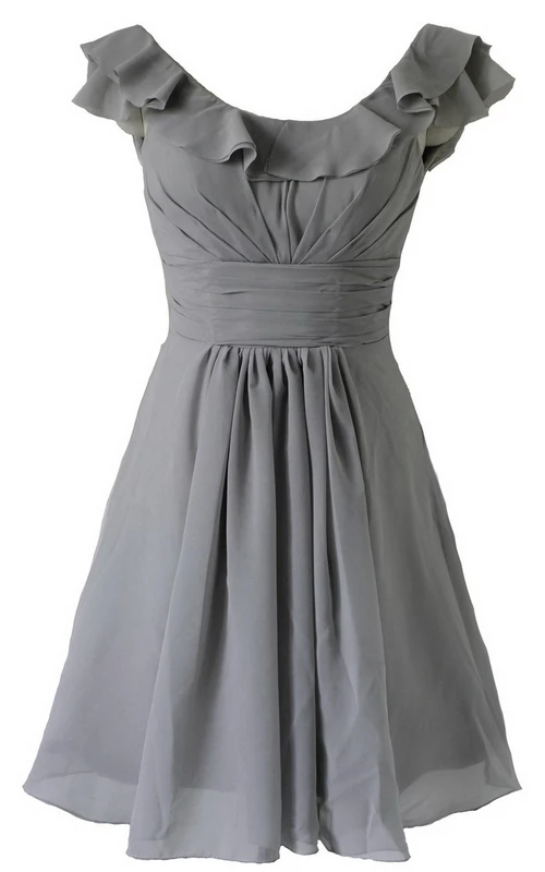 Ärmelloses kurzes Empire-Chiffonkleid mit Falten