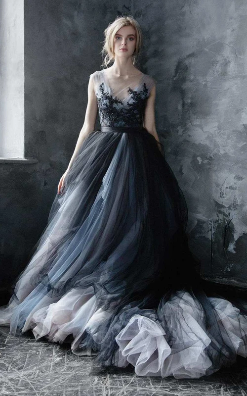 Vestido de novia vintage bordado con encaje de tul