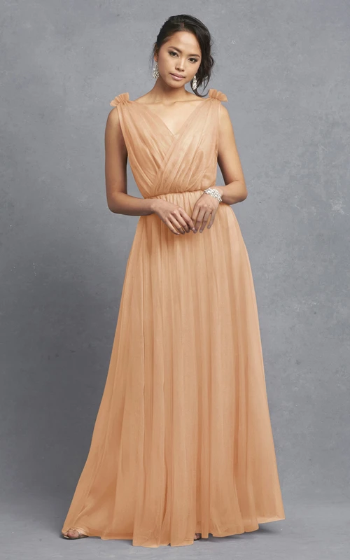 Robe en tulle trapèze magnifique avec fronces croisées