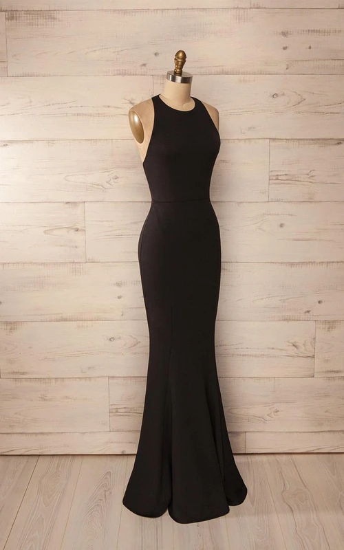 Vestido largo de fiesta estilo sirena sin mangas y sin espalda, sexy.