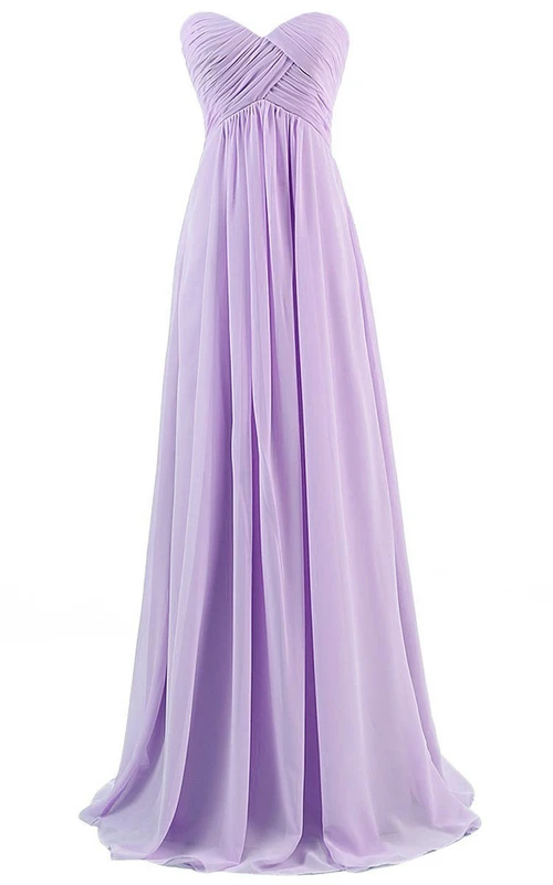 Trägerloses, herzförmiges, gerafftes Chiffon-Empire-Kleid