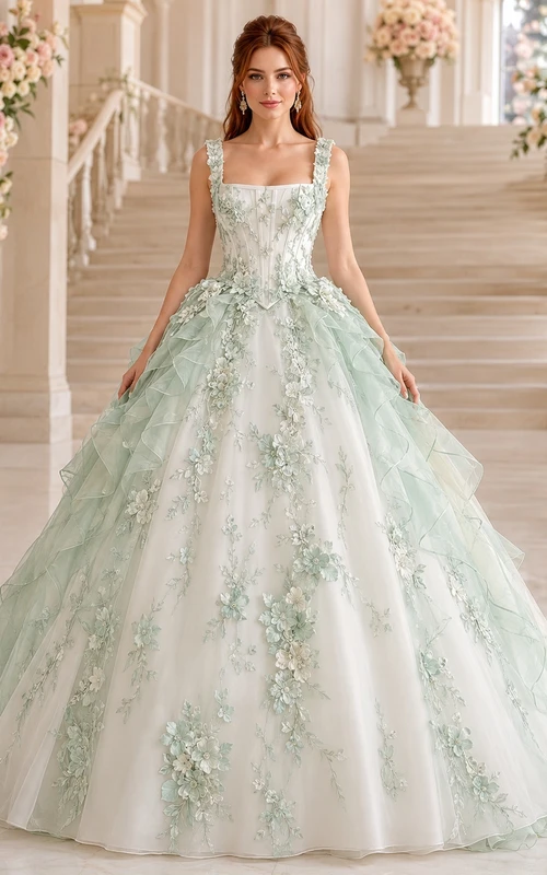 Celadon Vineyard Brautkleid, Ballkleid, ärmellos, mit Herzausschnitt und Kathedralenschleppe, romantisch-elegant