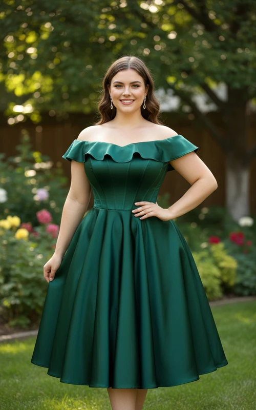 Elegantes schulterfreies Cocktailkleid aus Satin