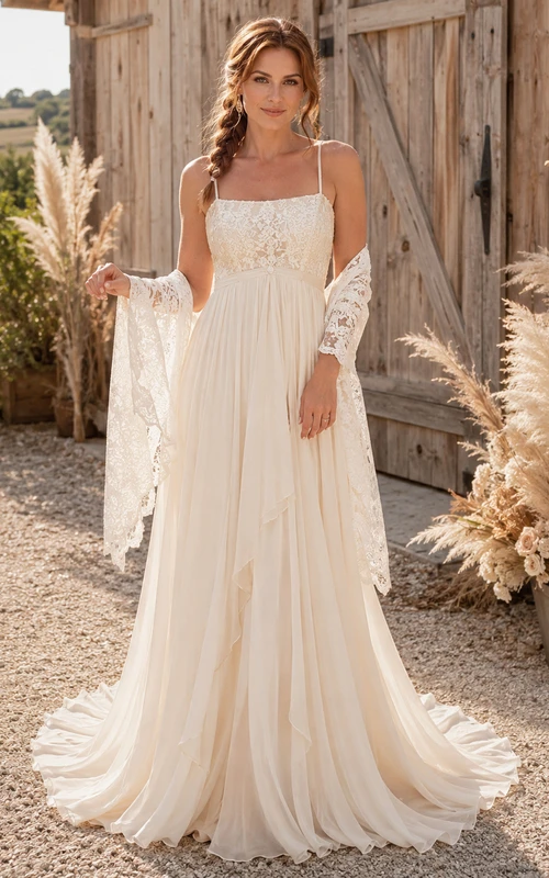 Brautkleid aus Spitze und Tüll, A-Linie, V-Ausschnitt, ärmellos, Kapellenschleppe
