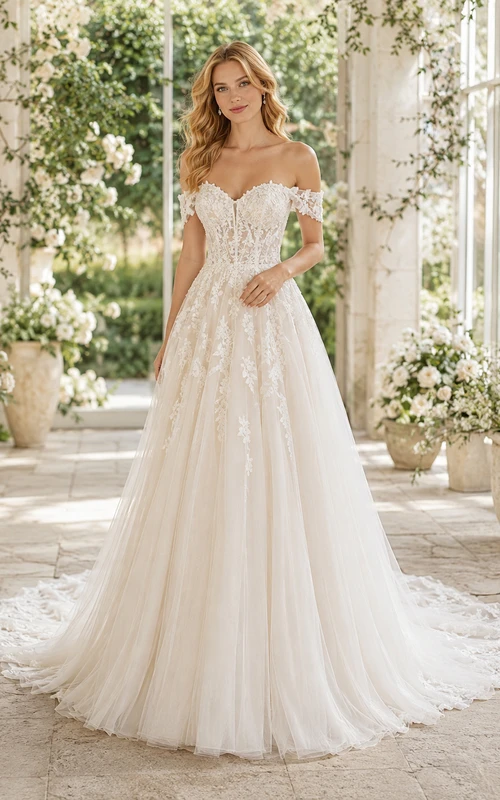 Vestido de novia de satén, estilo princesa, con escote cuadrado, sin mangas y cola.