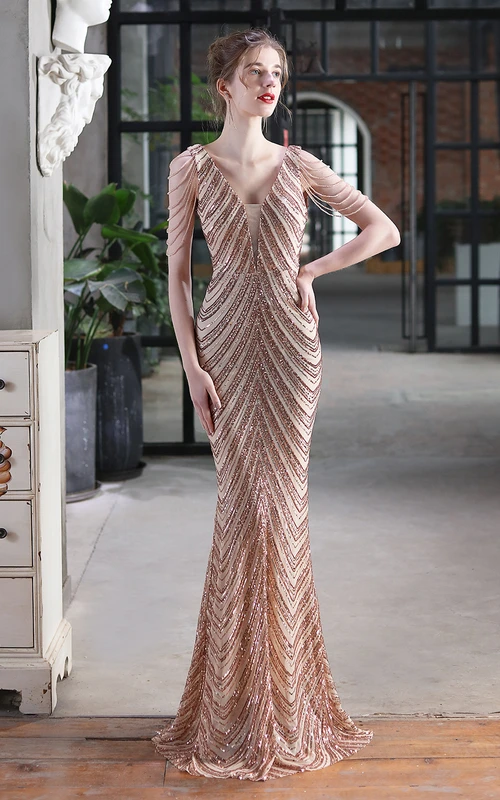 Vestido largo de cola de pez con lentejuelas, ideal para actuaciones, eventos de celebridades en internet, banquetes, modelos de coches y ocasiones especiales.