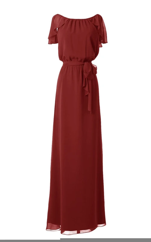 Robe longue en mousseline de soie à imprimé bateau, drapée et avec ceinture