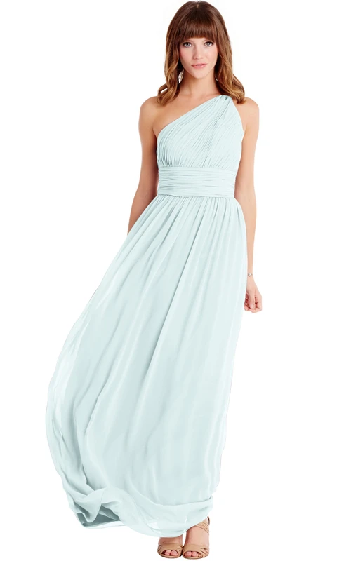 Vestido de dama de honor convertible, largo hasta el suelo, asimétrico, sin mangas, de gasa fruncida y multicolor.