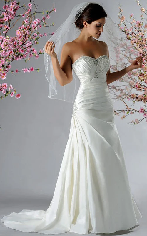Crystal Sweetheart Taffeta Bridal Gown With Ruching