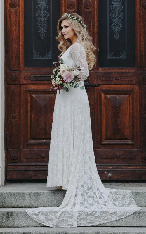 Vestido de novia de gasa, jersey, satén, fajín, cinta y encaje