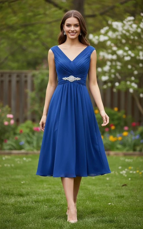 Zartes, perlenbesetztes Chiffonkleid