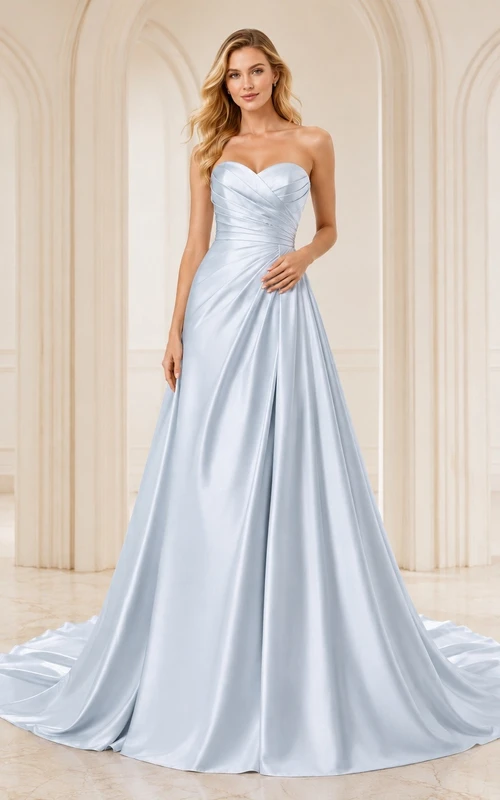 Vestido de novia formal, sencillo, elegante y romántico, con escote corazón, edición A, corte A.