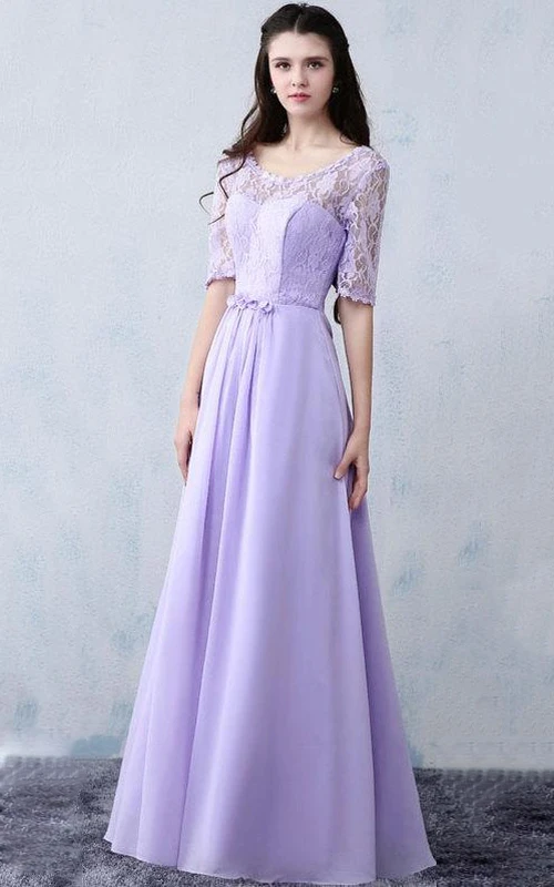 Langes, lila Spitzen-Brautjungfernkleid, Ballkleid, Abendkleid, Hochzeitskleid