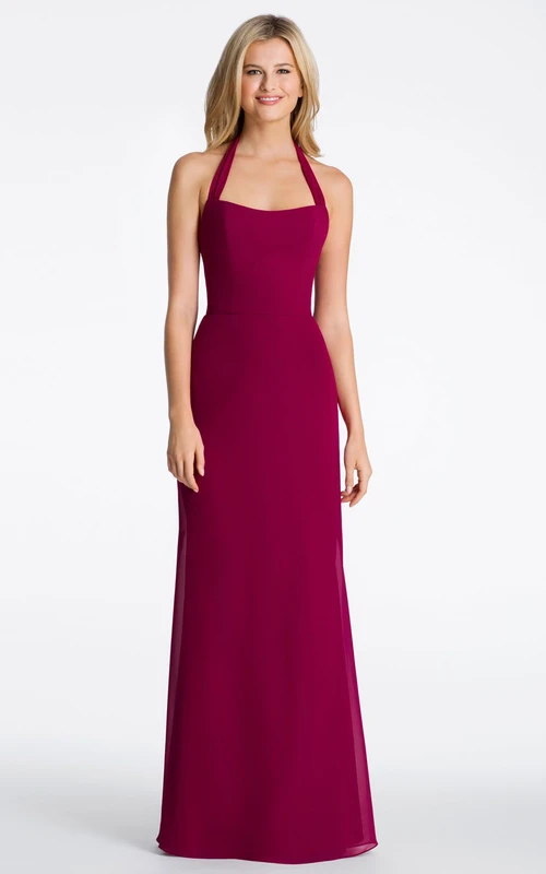 Robe de demoiselle d'honneur dos nu sans manches en mousseline avec bretelles
